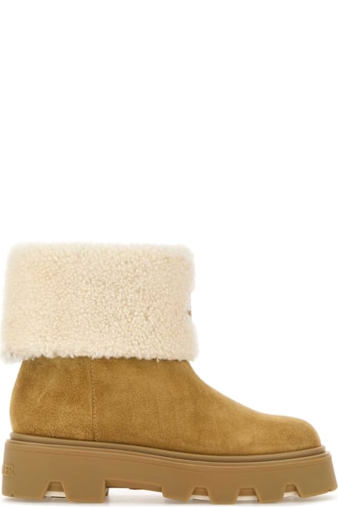 Moncler Camel Suede Aurea Ankle Boots