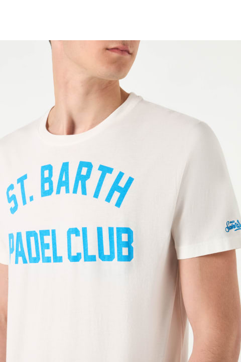 MC2 Saint Barth for Men MC2 Saint Barth Man Cotton Vintage Treatment T-shirt With St. Barth Padel Club Print