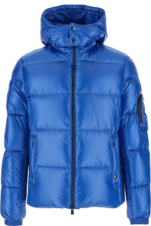 Homeware TATRAS 'belbo' Blue Down Jacket With Fixed Hood And Logo Patch On The Sleeve In Tech Fabric Man