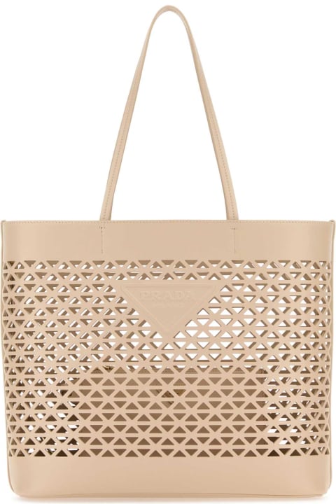 Prada Totes for Women Prada Sand Leather Shopping Bag