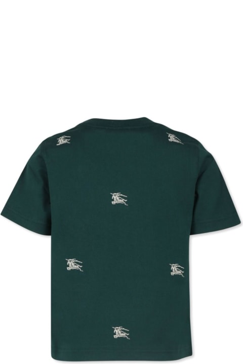 Burberry T-Shirts & Polo Shirts for Boys Burberry Green Crewneck T-shirt With Ekd Embroidery In Cotton Boy