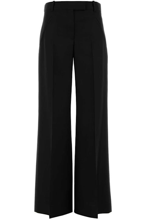 Alexander McQueen Pants & Shorts for Women Alexander McQueen Black Wool Blend Wide-leg Pant
