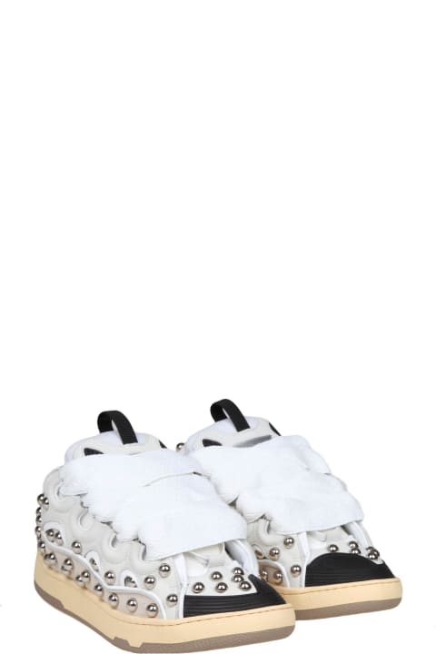 Sneakers for Women Lanvin Curb Sneakers In Black And White Leather With Applied Studs
