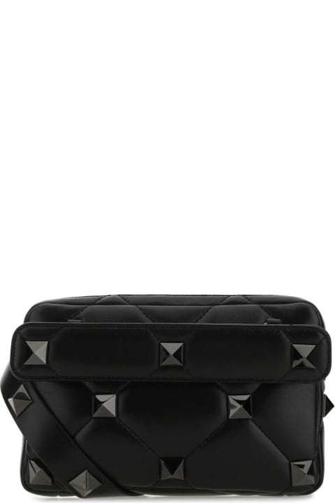 メンズ新着アイテム Valentino Garavani Black Nappa Leather Roman Stud Handbag