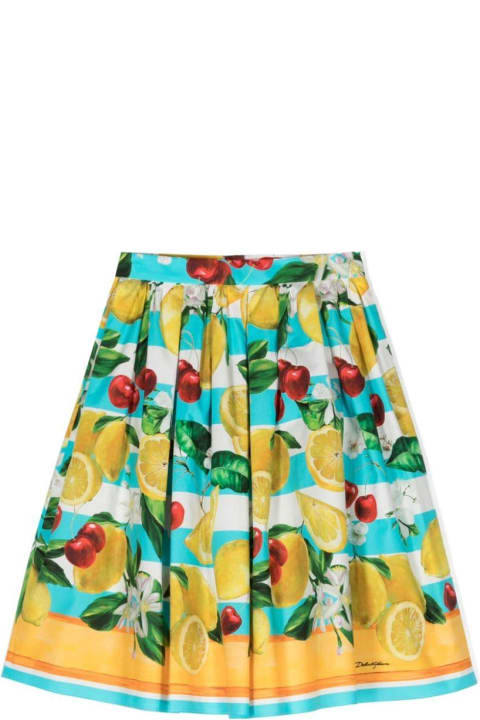 Dolce & Gabbana Sale for Kids Dolce & Gabbana Pleated Skirt With Lemon And Cherry Print