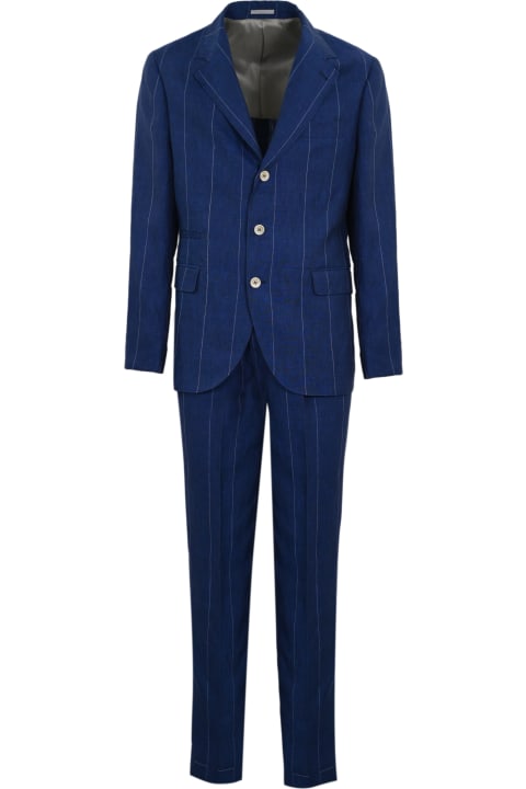 Brunello Cucinelli for Men Brunello Cucinelli Pinstriped Linen Suit