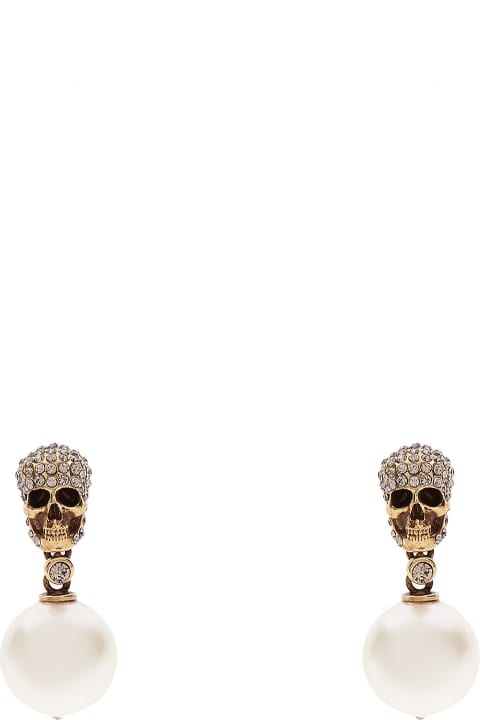 Pearl Skull Earrings