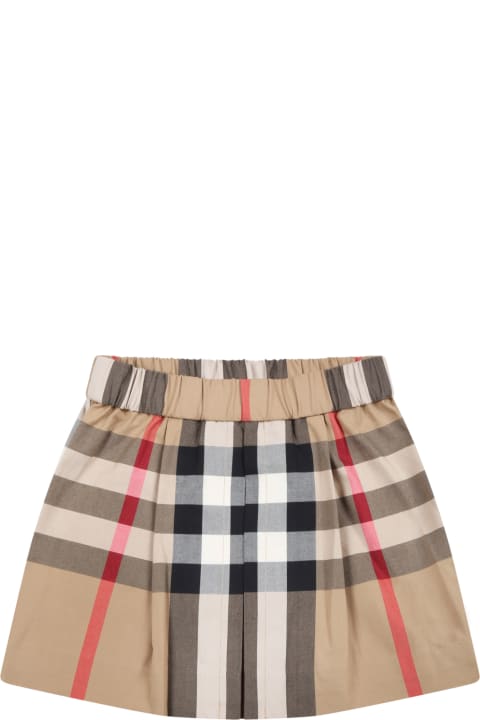 Bottoms for Baby Girls Burberry Beige Skirt For Baby Girl With Vintage Check