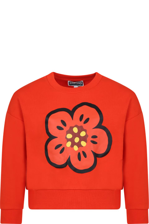 ガールズ ニットウェア＆スウェットシャツ Kenzo Kids Red Sweatshirt For Girl With Flower