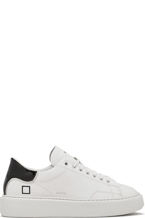 D.A.T.E. for Women D.A.T.E. White Women's Sneaker In Leather And Black Heel