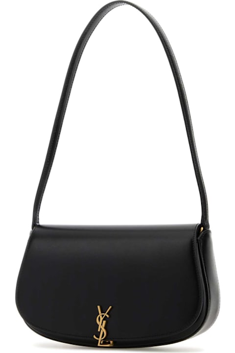 Saint Laurent Black Leather Demi Lune Shoulder Bag