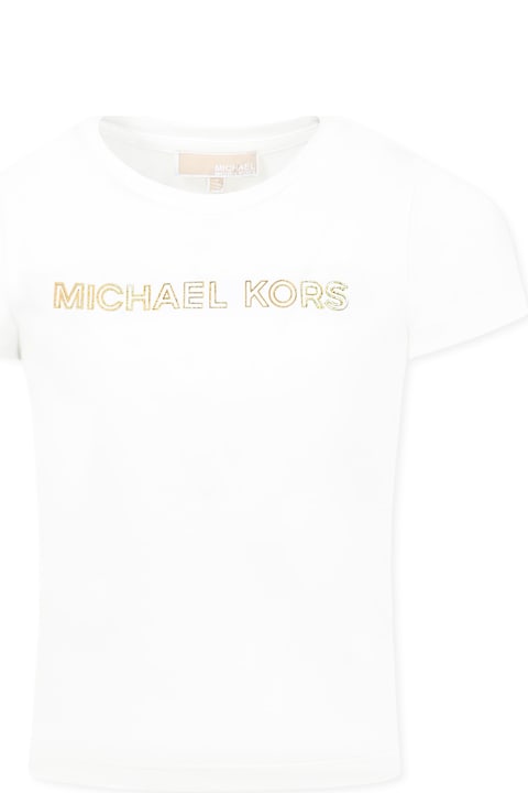 Michael Kors T-Shirts & Polo Shirts for Girls Michael Kors Ivory T-shirt For Girl With Logo