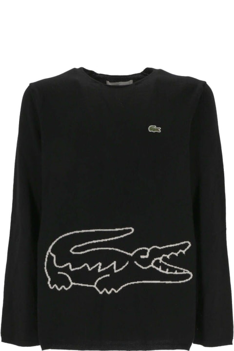 Sweaters for Men Comme des Garçons X Lacoste Logo Detailed Long-sleeved Jumper