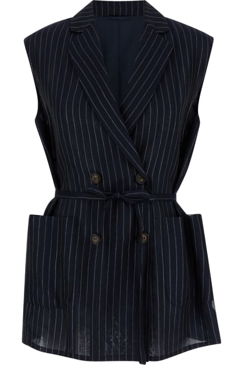 Brunello Cucinelli Coats & Jackets for Women Brunello Cucinelli Pinstriped Cotton Waistcoat