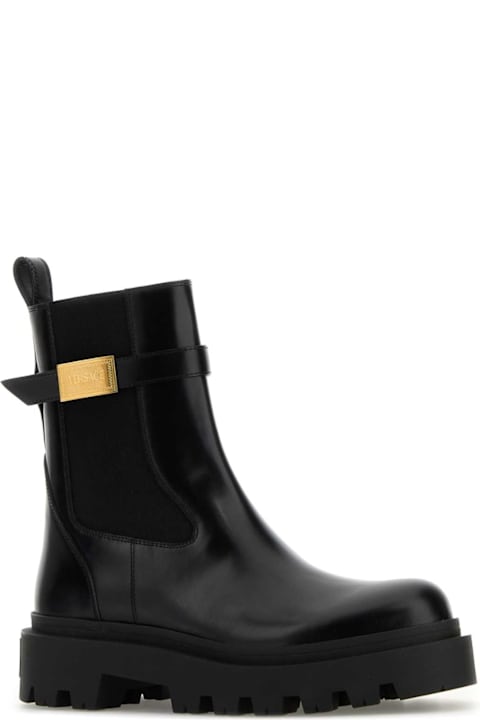 Versace Sale for Women Versace Black Leather Alba Ankle Boots