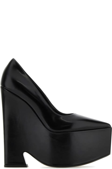 Versace High-Heeled Shoes for Women Versace Black Leather Tempest Pumps