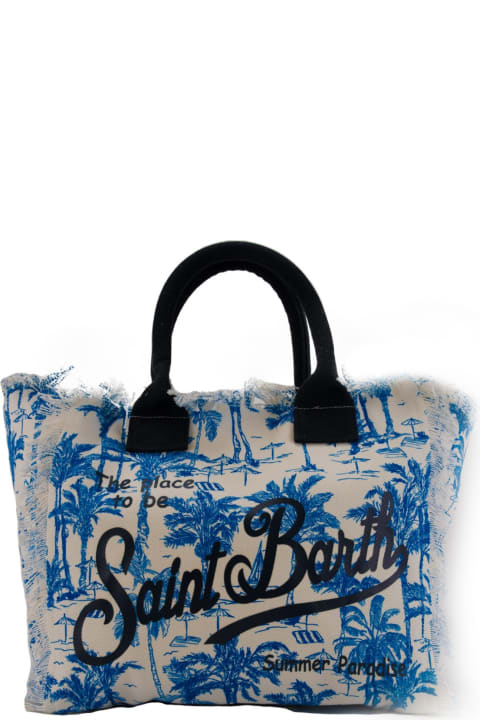 Totes for Women MC2 Saint Barth Vanity Saint Beach Bag In Blue Canvas