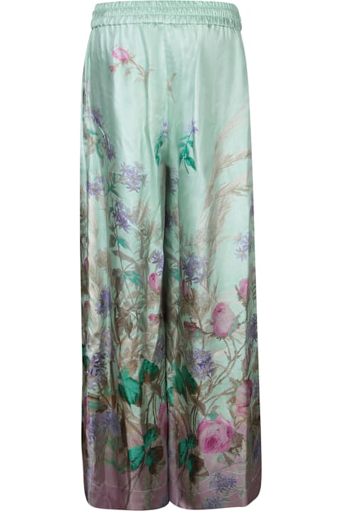 La DoubleJ for Women La DoubleJ Silk Sky Blue Floral Pants