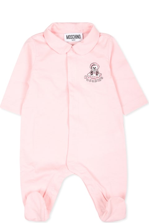 Fashion for Baby Boys Moschino Pink Babygrow For Baby Girl With Teddy Bear