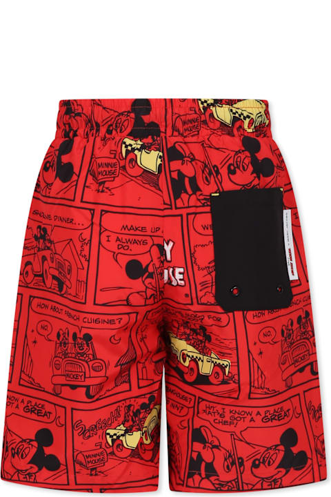 Marc Jacobs Swimwear for Boys Marc Jacobs Red Swim Shorts For Boy With Mickey Mouse Print