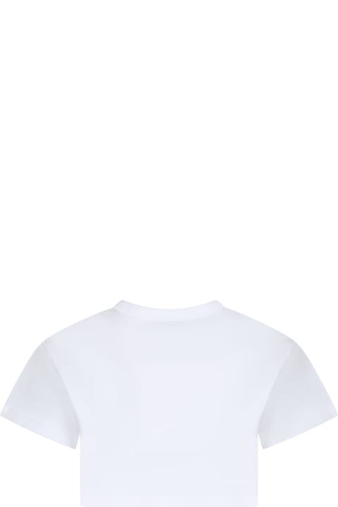 Marc Jacobs Kids Marc Jacobs White Crop T-shirt For Girl With Logo