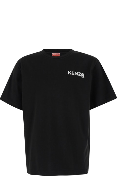Kenzo Topwear for Women Kenzo Black Classic T-shirt With Contrasting Logo Print In Cotton Man