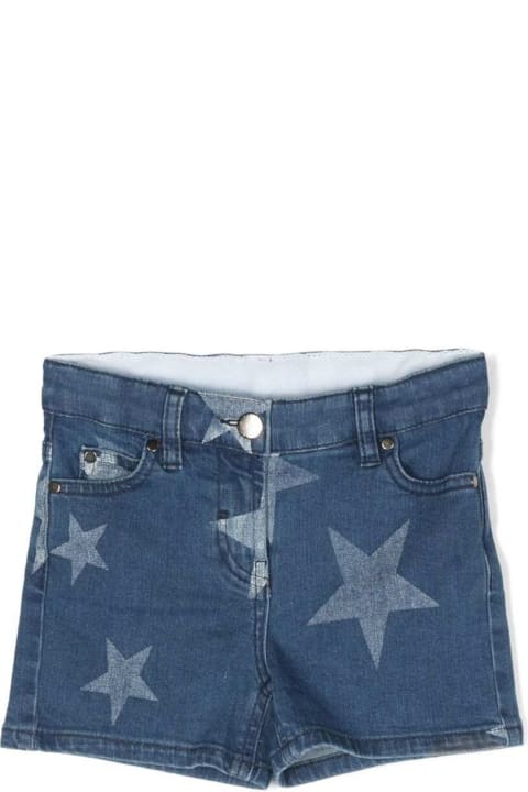 Stella McCartney Kids Stella McCartney Kids Denim Shorts With All-over Star-print In Blue Cotton Girl