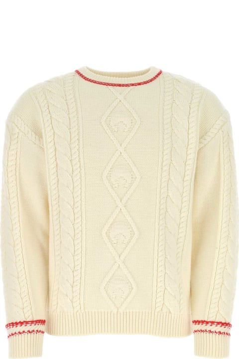 Marine Serre Sweaters for Men Marine Serre Ivory Wool Oversize Sweater