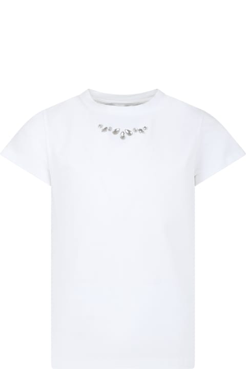 ガールズ SimonettaのTシャツ＆ポロシャツ Simonetta White T-shirt For Girl