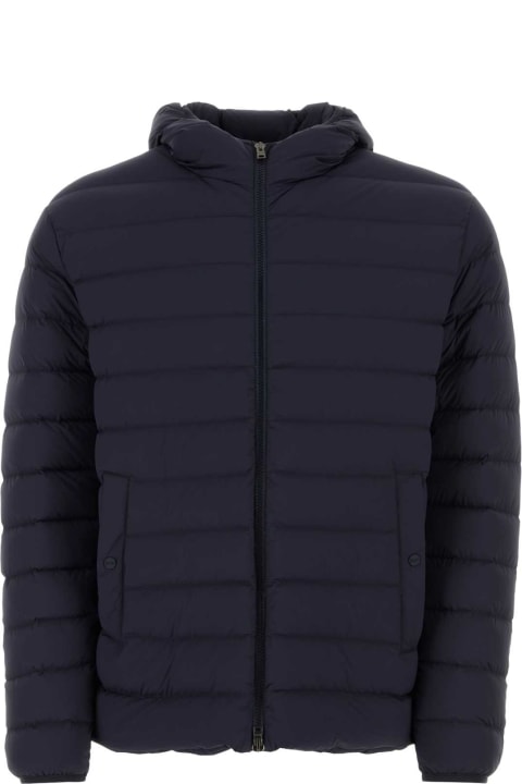 Coats & Jackets for Men Herno Navy Blue Stretch Nylon Down Jacket