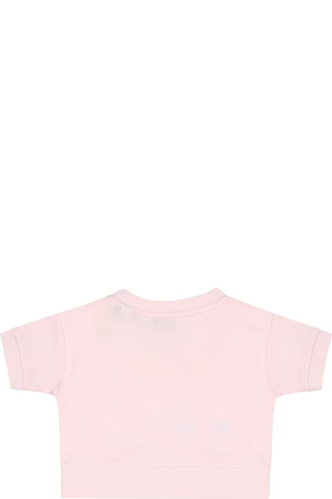 Topwear for Baby Girls Burberry Pink T-shirt For Newborn With Logo Print