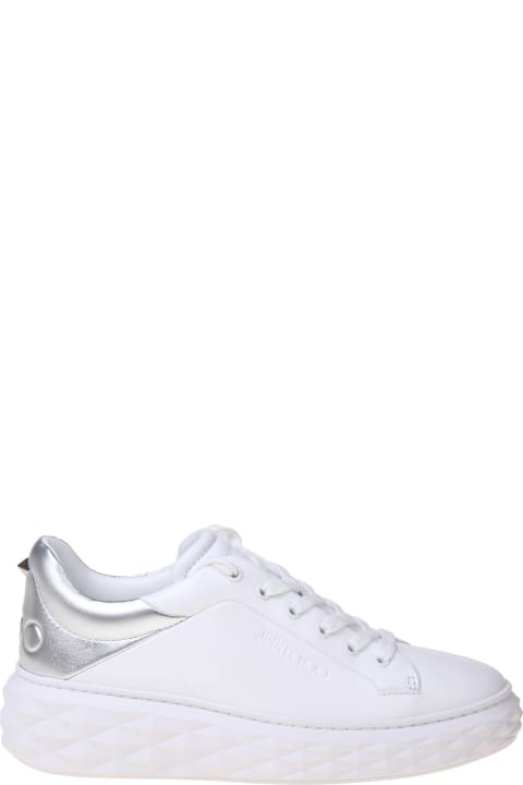 Sneakers for Women Jimmy Choo Diamond Maxi Sneakers In White And Silver Leather