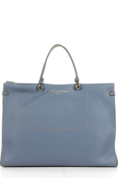 Ermanno Scervino Totes for Women Ermanno Scervino Petra Light Blue Shopping Bag In Textured Eco-leather