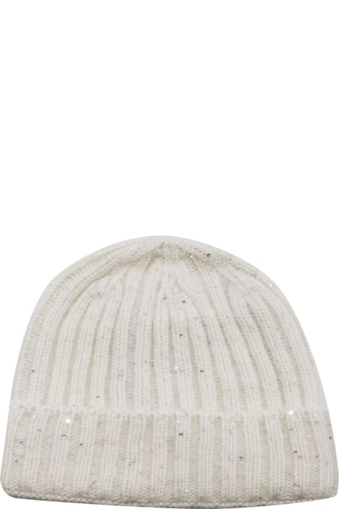 Fabiana Filippi for Women Fabiana Filippi Cap In Soft Wool, Silk And Cashmere Embellished With Micro Sequins