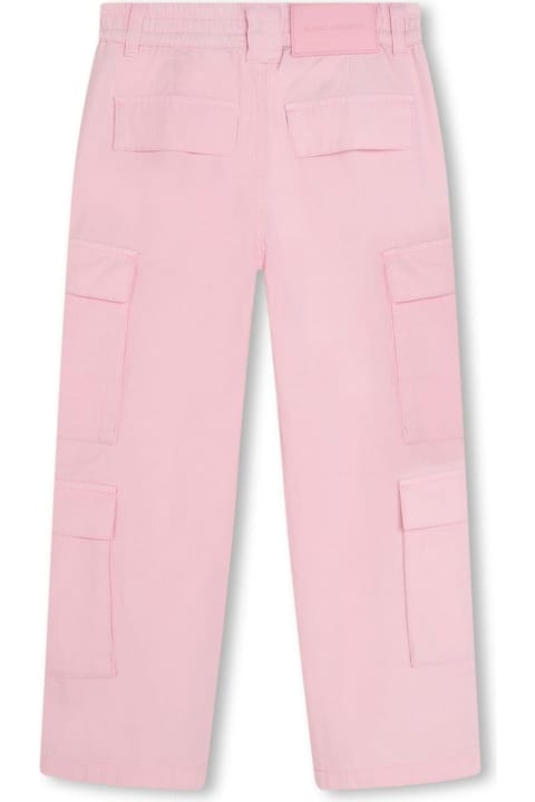 Little Marc Jacobs Bottoms for Girls Little Marc Jacobs Pink Cargo Pants With Logo Patch In Cotton Girl