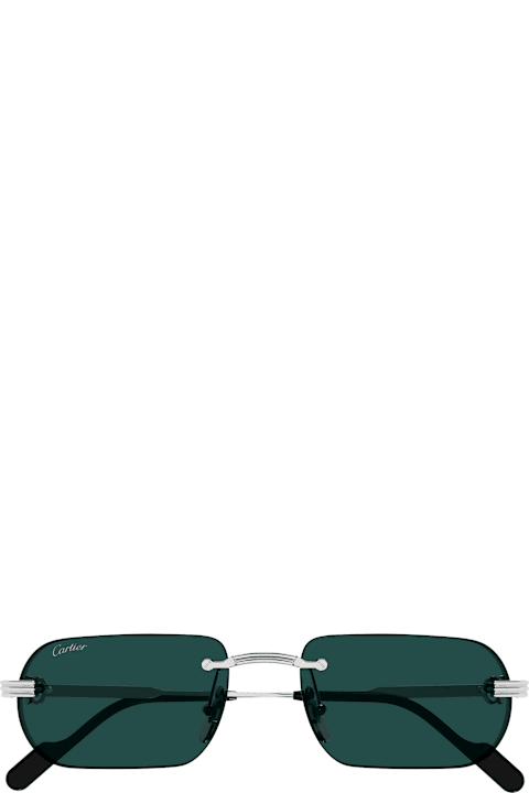 Homeware Cartier Eyewear Signature C Cartier Ct0577s-002 - Silver / Green Sunglasses