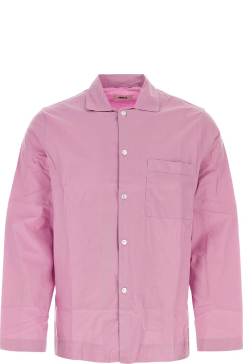 Tekla Shirts for Men Tekla Lilac Cotton Pyjama Shirt