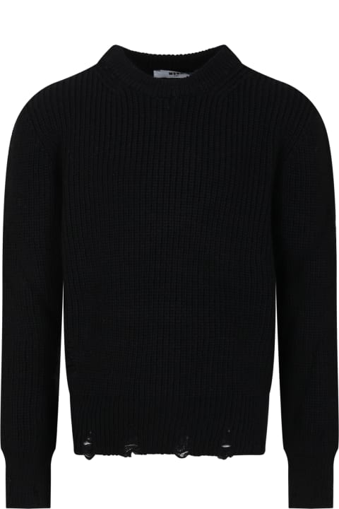MSGM Kids MSGM Black Sweater For Boy With Logo