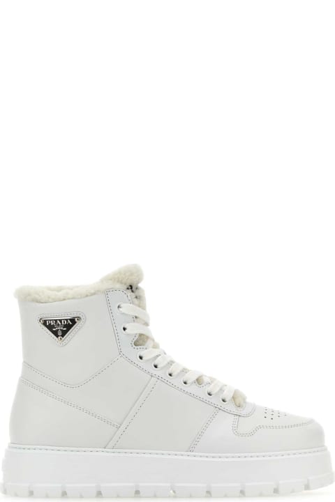 Shoes Sale for Women Prada White Leather Sneakers