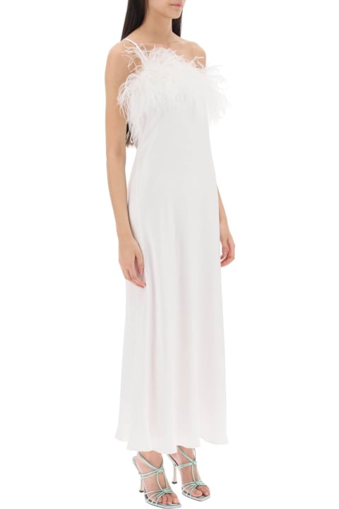 'ember' Maxi Dress In Satin With Feathers