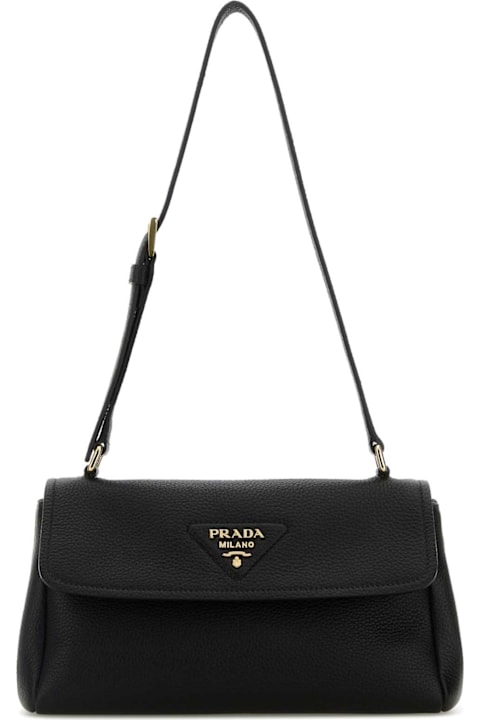 Prada for Kids Prada Black Leather Small Shoulder Bag
