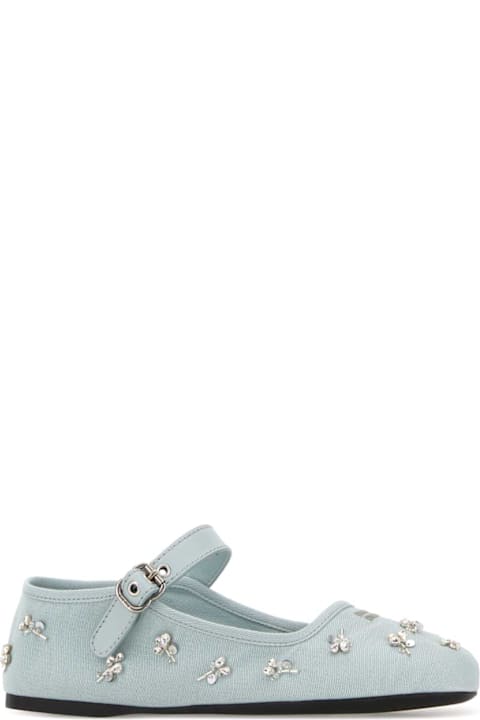Miu Miu Pastel Light Blue Drill Ballerinas