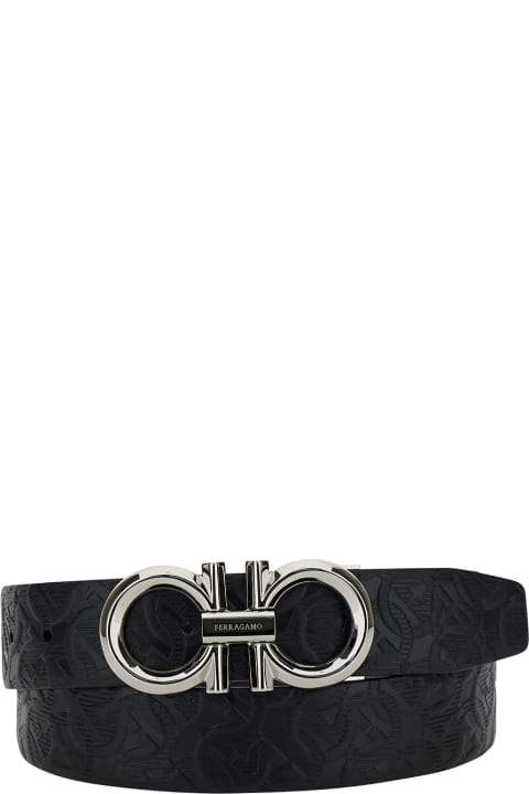 Belts for Men Ferragamo Black Leather Belt With Logo Buckle