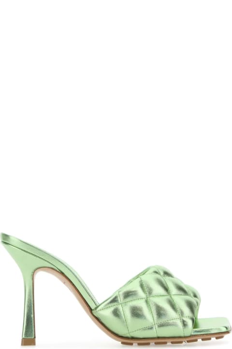 Bottega Veneta for Women Bottega Veneta Light Green Nappa Leather Padded Sandals