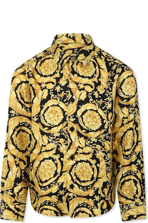 Homeware Versace Yellow Shirt For Kids With Baroque Print