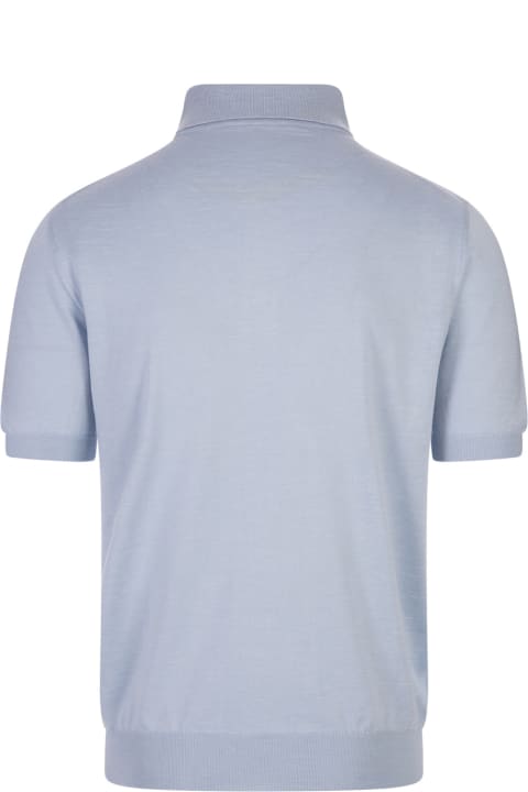 Kiton for Men Kiton Sky Blue Knitted Short-sleeved Polo Shirt