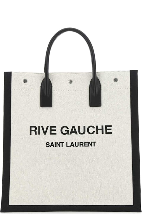 メンズ トートバッグ Saint Laurent Two-tone Canvas Rive Gauche Shopping Bag