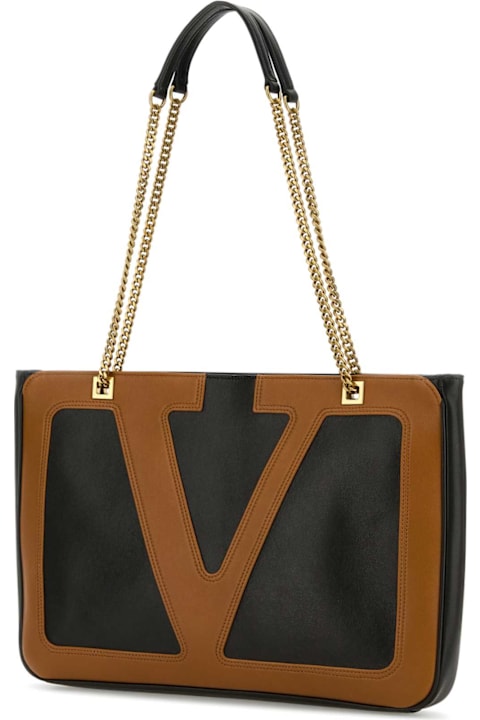Valentino Garavani Black Nappa Leather Medium Viva Superstar Shopping Bag