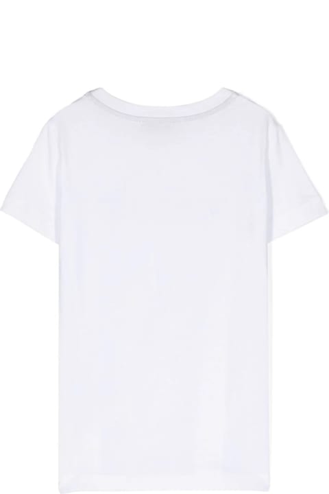 Missoni Kids Missoni Kids White T-shirt With Chevron Motif Rhinestone Logo
