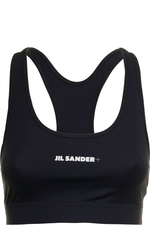 Jil Sander for Women Jil Sander Jil Sander Woman's Blackstretch Fabric Top With Logo